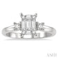 1/2 Ctw Fusion Baguette and Round Cut Diamond Engagement Ring in 14K White Gold
