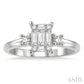 1/2 Ctw Fusion Baguette and Round Cut Diamond Engagement Ring in 14K White Gold