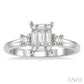 1/2 Ctw Fusion Baguette and Round Cut Diamond Engagement Ring in 14K White Gold