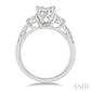 3/4 Ctw Emerald Shape Baguette, Pear and Round Cut Diamond Fusion Engagement Ring in 14K White Gold