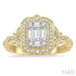 5/8 Ctw Intricate lattice Baguette and Round Cut Diamond Ring in 14K Yellow and white gold