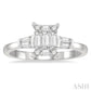 1/2 Ctw Modern Rectangular Head Baguette and Round Cut Diamond Ladies Ring in 14K Yellow and White Gold