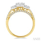 7/8 Ctw Tri-Mount Fusion Baguette and Round Cut Diamond Past Present and Future Engagement Ring in 14K Yellow and White 
