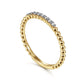 Gabriel & Co. 14K Yellow Gold Bujukan Bead and Diamond Stackable Ring SZ 6.5 .06CTW