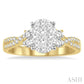 3/4 Ctw Oval Shape Center Criss Cross Shank Lovebright Round Cut Diamond Engagement Ring in 14K Yellow and White gold