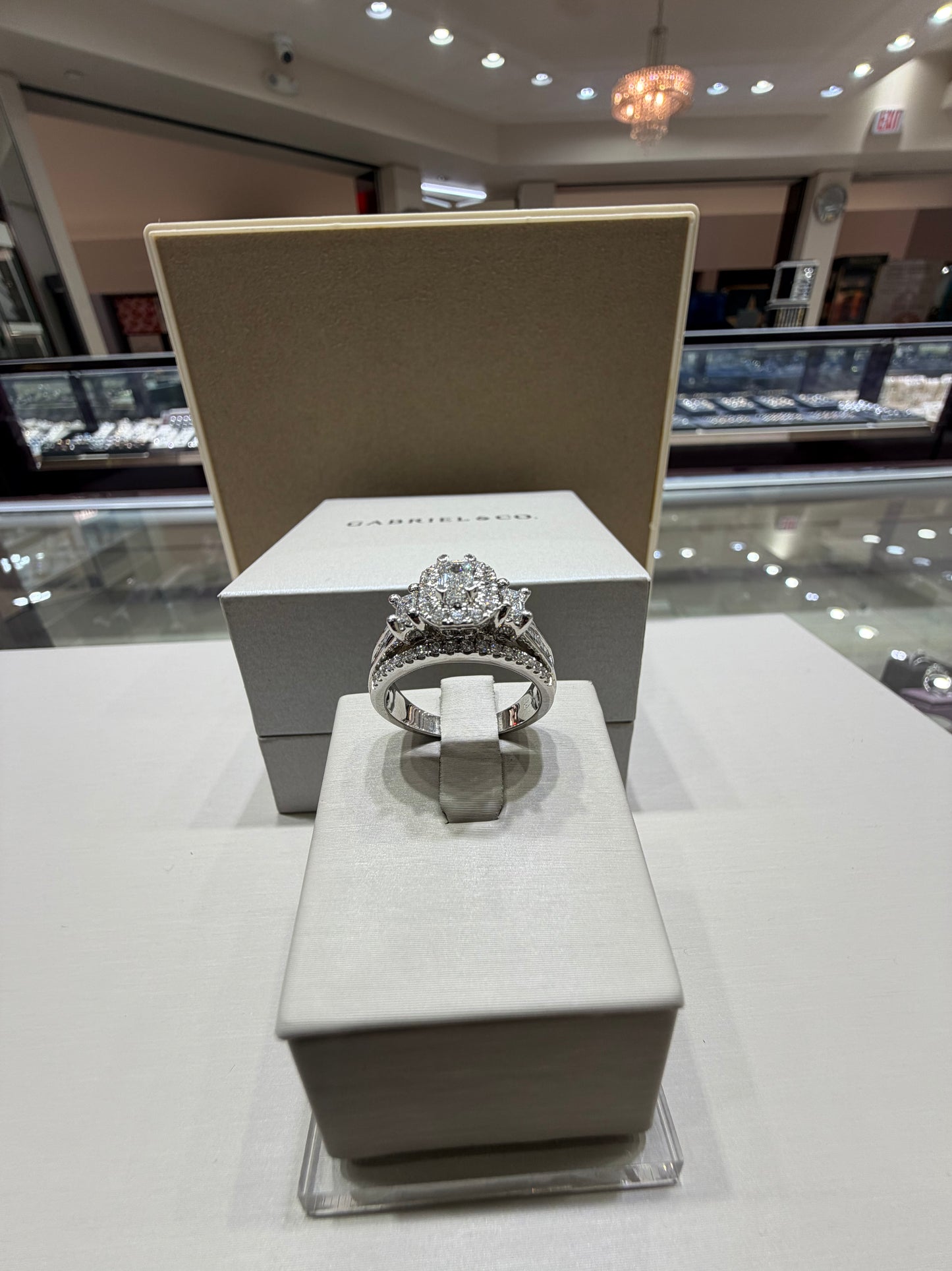 1.45 CTW Emerald Cut Three-Stone Diamond Ring | 14K White Gold