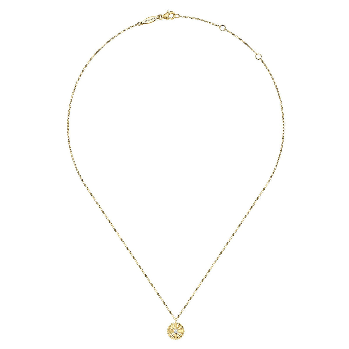 Gabriel & Co. Diamond Cut - 14K White-Yellow Gold Bujukan Diamond Cut Pendant Necklace .03CTW