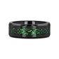 ALLURE Black Dragon Design With Green Background Inlaid Black Tungsten Men's Ring With Clear Coating And Beveled Edge - 