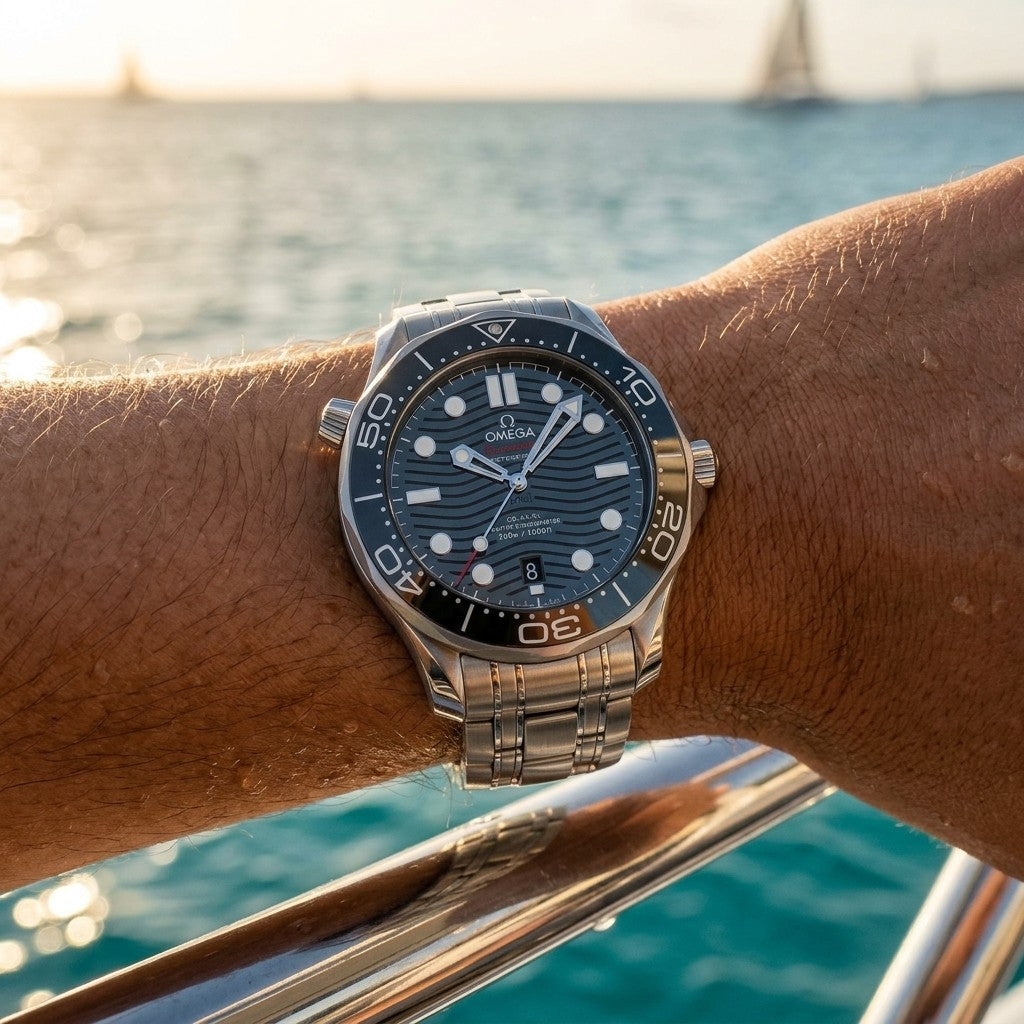 Omega Seamaster Diver 300M 42 mm — Steel on Steel (210.30.42.20.01.001) — lifestyle