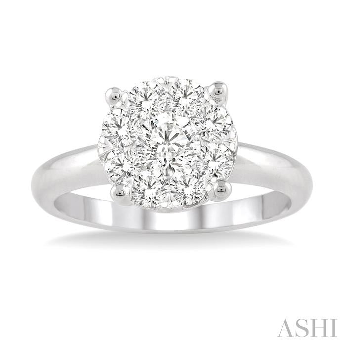 3/4 Ctw Lovebright Round Cut Diamond Bridal Ring in 14K White Gold