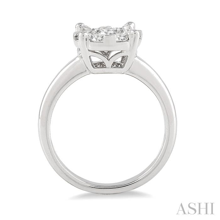 3/4 Ctw Lovebright Round Cut Diamond Bridal Ring in 14K White Gold
