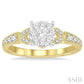 1/2 Ctw Round Cut Diamond Lovebright Engagement Ring in 14K Yellow and White Gold