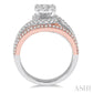 1 1/10 Ctw Round Diamond Lovebright Engagement Ring in 14K White and Rose Gold