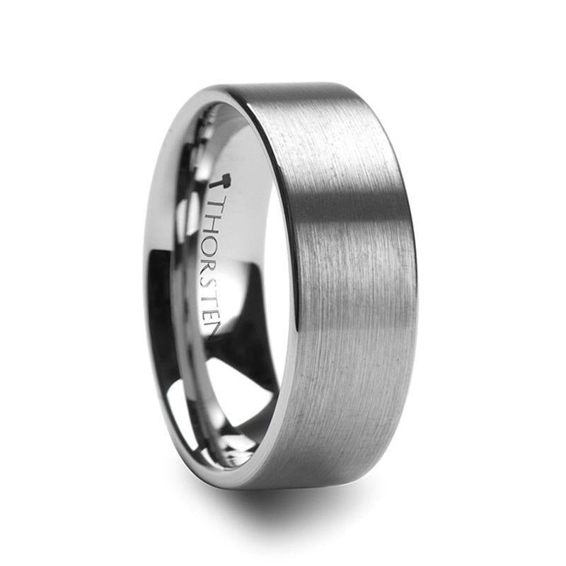 MERCURY Flat Brushed Finish Tungsten Wedding Ring - 2mm - 12mm - 8mm