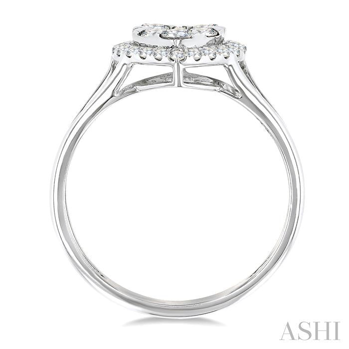 1/2 Ctw Heart Shape Lovebright Round Cut Diamond Engagement Ring in 14K White Gold