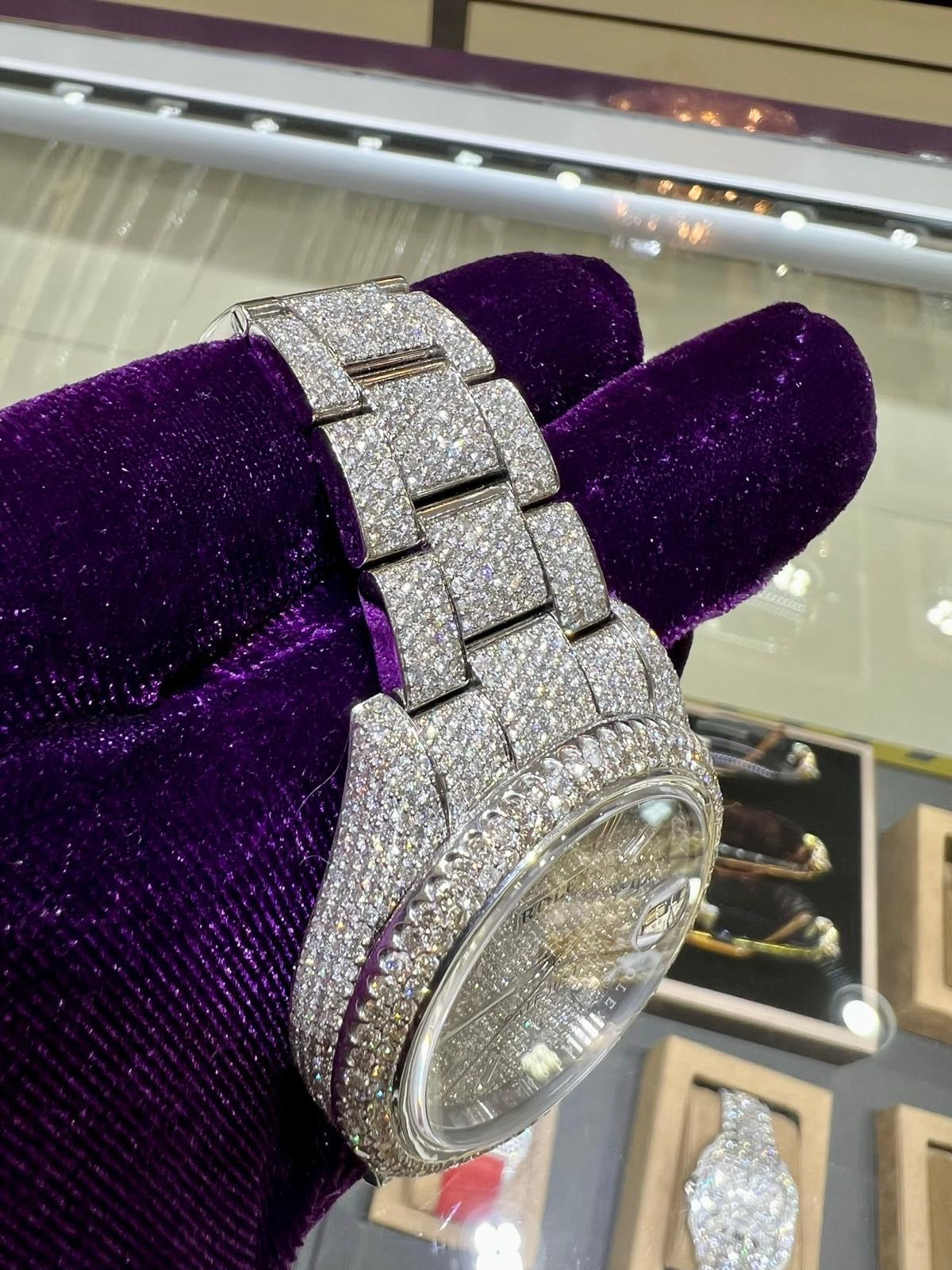 Diamond Iced Out Rolex Datejust 41 20 Carats Of Diamonds