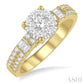 7/8 Ctw Round and Baguette Diamond Lovebright Engagement Ring in 14K Yellow and White gold