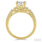 7/8 Ctw Round and Baguette Diamond Lovebright Engagement Ring in 14K Yellow and White gold