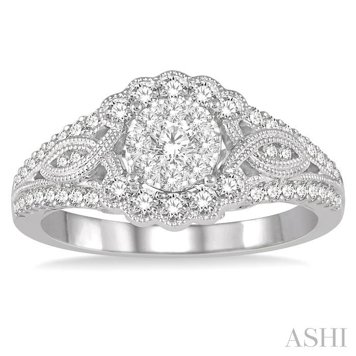 3/4 Ctw Diamond Lovebright Engagement Ring in 14K White Gold