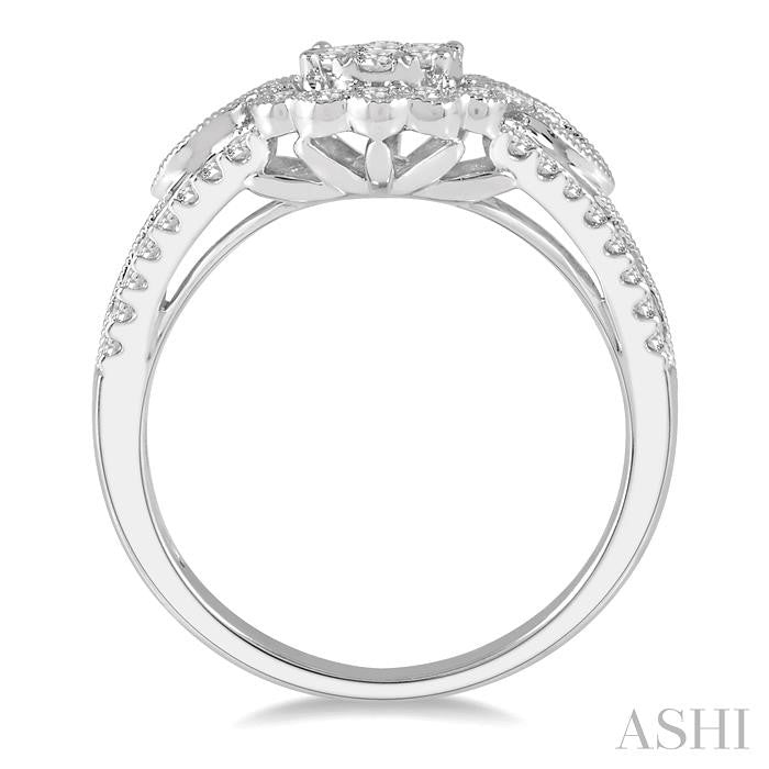 3/4 Ctw Diamond Lovebright Engagement Ring in 14K White Gold
