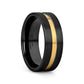 VIVALDI Black Ceramic Wedding Band With Yellow Gold Groove - 4mm - 8mm