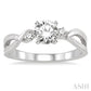 3/8 Ctw Diamond Engagement Ring with 1/3 Ct Round Cut Center Stone in 14K White Gold