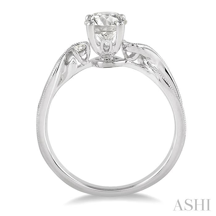 3/8 Ctw Diamond Engagement Ring with 1/3 Ct Round Cut Center Stone in 14K White Gold