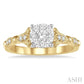 1/2 Ctw Marquise Shank Circular Mount Lovebright Round Cut Diamond Ring in 14K Yellow and White Gold