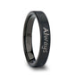 Handwritten Engraved Flat Pipe Cut Black Tungsten Ring Brushed - 4mm - 12mm - 8mm