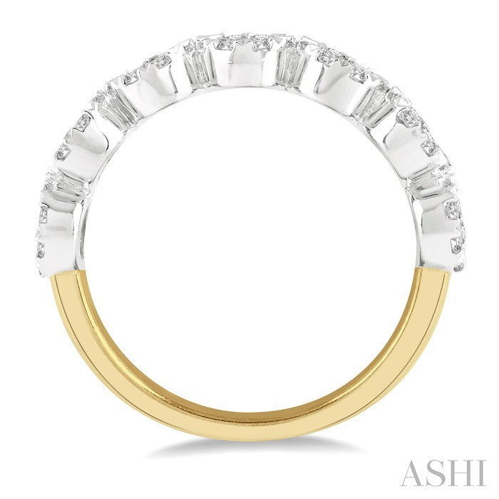 1 Ctw Jointed Circular Mount Lovebright Diamond Cluster Band in 14K Yellow and White Gold