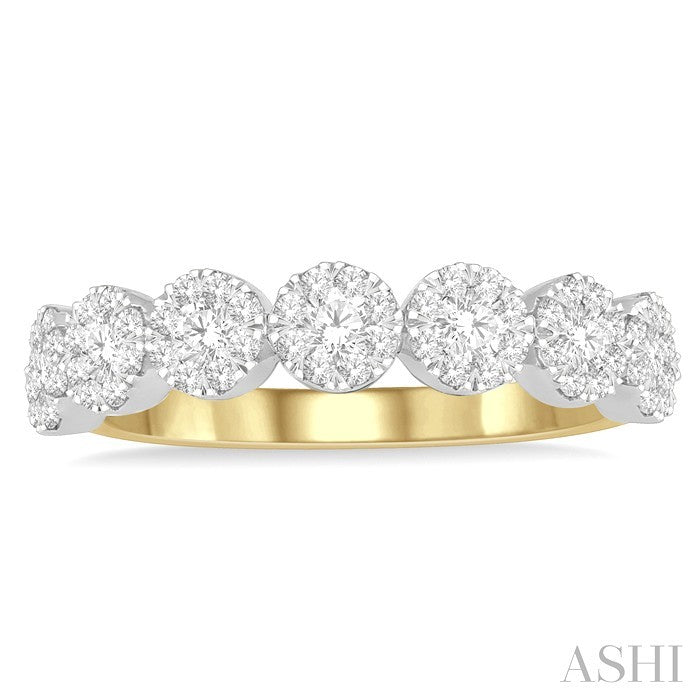 1/2 Ctw Jointed Circular Mount Lovebright round Cut Diamond Band in 14K Yellow and White Gold