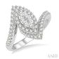 5/8 Ctw Marquise Shape Bypass Shank Lovebright Round Cut Diamond Engagement Ring in 14K White Gold