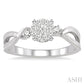 1/3 Ctw Round Cut Diamond Lovebright Engagement Ring in 14K White Gold