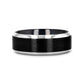ATNOS Brushed Black Center Polished Beveled Edges Men’s Titanium Wedding Ring - 6mm & 8mm