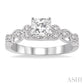 1/2 Ctw Diamond Engagement Ring with 1/3 Ct Princess Cut Center Stone in 14K White Gold