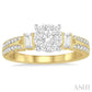 3/4 Ctw Diamond Lovebright Engagement Ring in 14K Yellow and White Gold