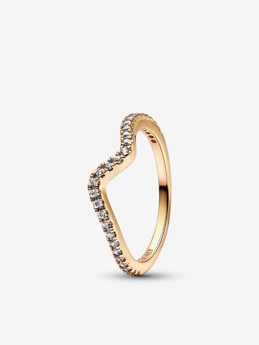 Sparkling Eternity and Wave Ring Set