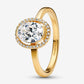 Oval Sparkling Halo Ring