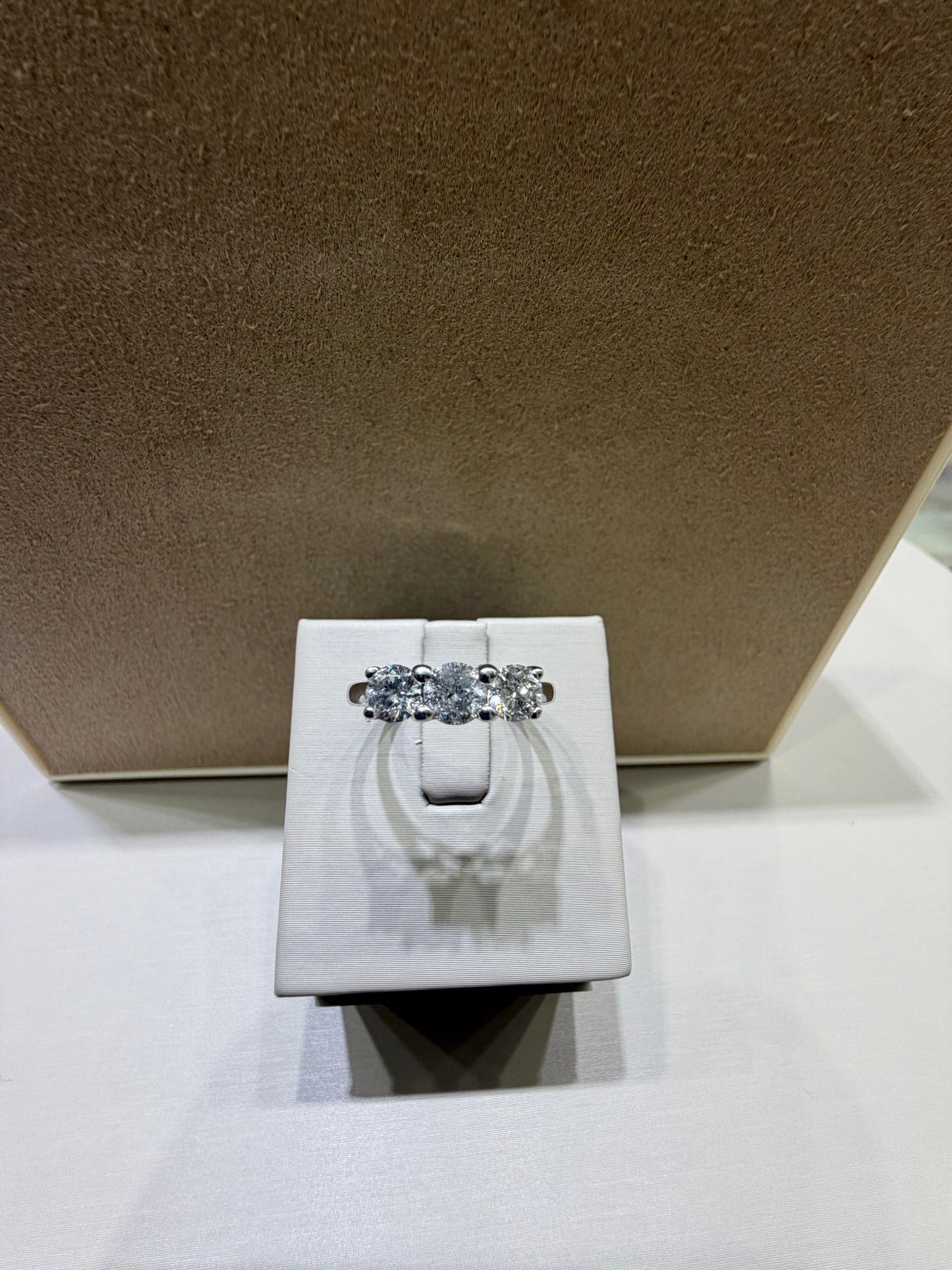 1.00 CTW Natural Diamond Three-Stone Engagement Ring in 14K White Gold – G-H Color, SI Clarity