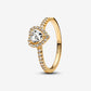 Playful Love Golden Elevated Heart Sparkling Band Ring Set