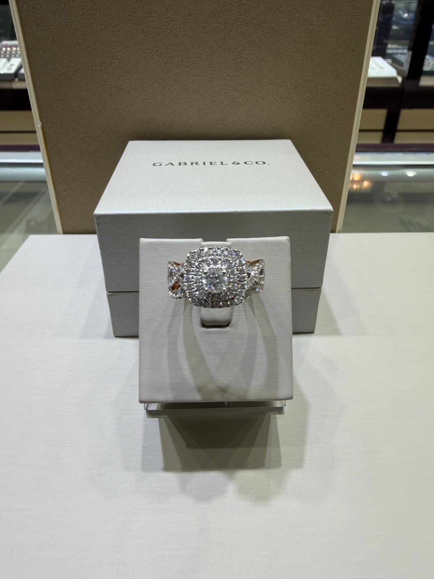 14K Rose Gold 1.50 CTW Round Diamond Double Halo Twist Wedding Set