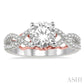 1/3 Ctw Diamond Semi-Mount Engagement Ring in 14K White and Rose Gold