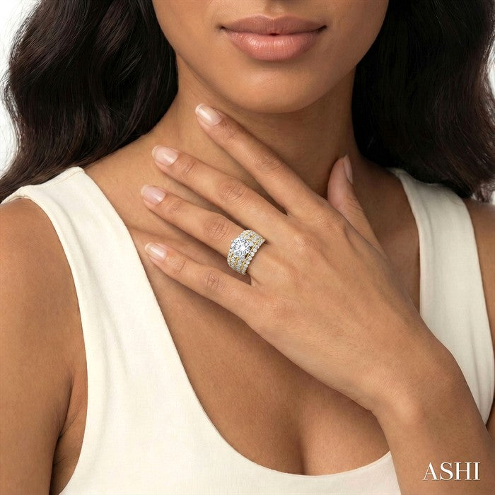 2 1/10 Ctw Diamond Semi-Mount Engagement Ring in 14K Yellow and White Gold