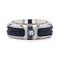 SECTOR Black Rope Cables Inlaid Brushed Finish Titanium Men's Wedding Ring with Diamond Centered And Beveled Polished Ed