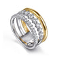 Gabriel & Co. 14K White Yellow Gold Graduating Diamond Easy Stackable Ring 3/4CTW SZ6.5