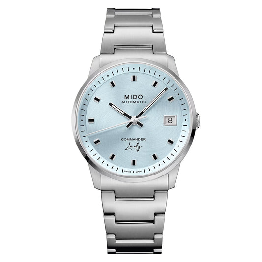 MIDO Commander Lady Blue Dial Stainless Steel Watch - 35mm