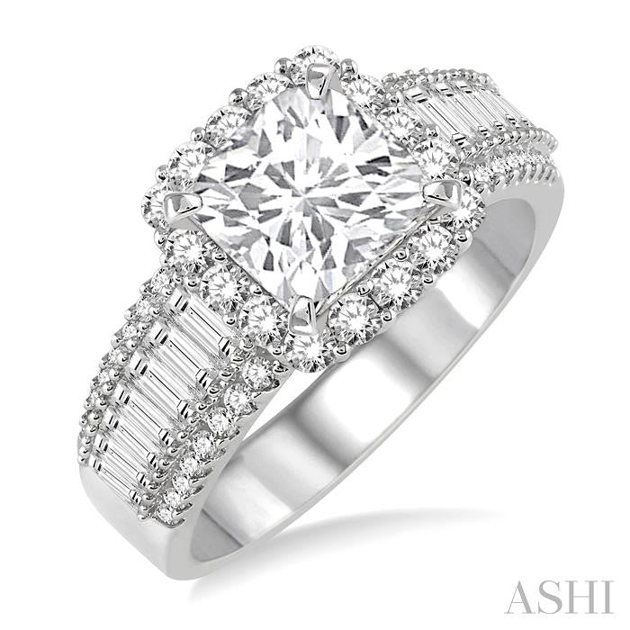 1 1/5 Ctw Diamond Semi-Mount Engagement Ring in 14K White Gold