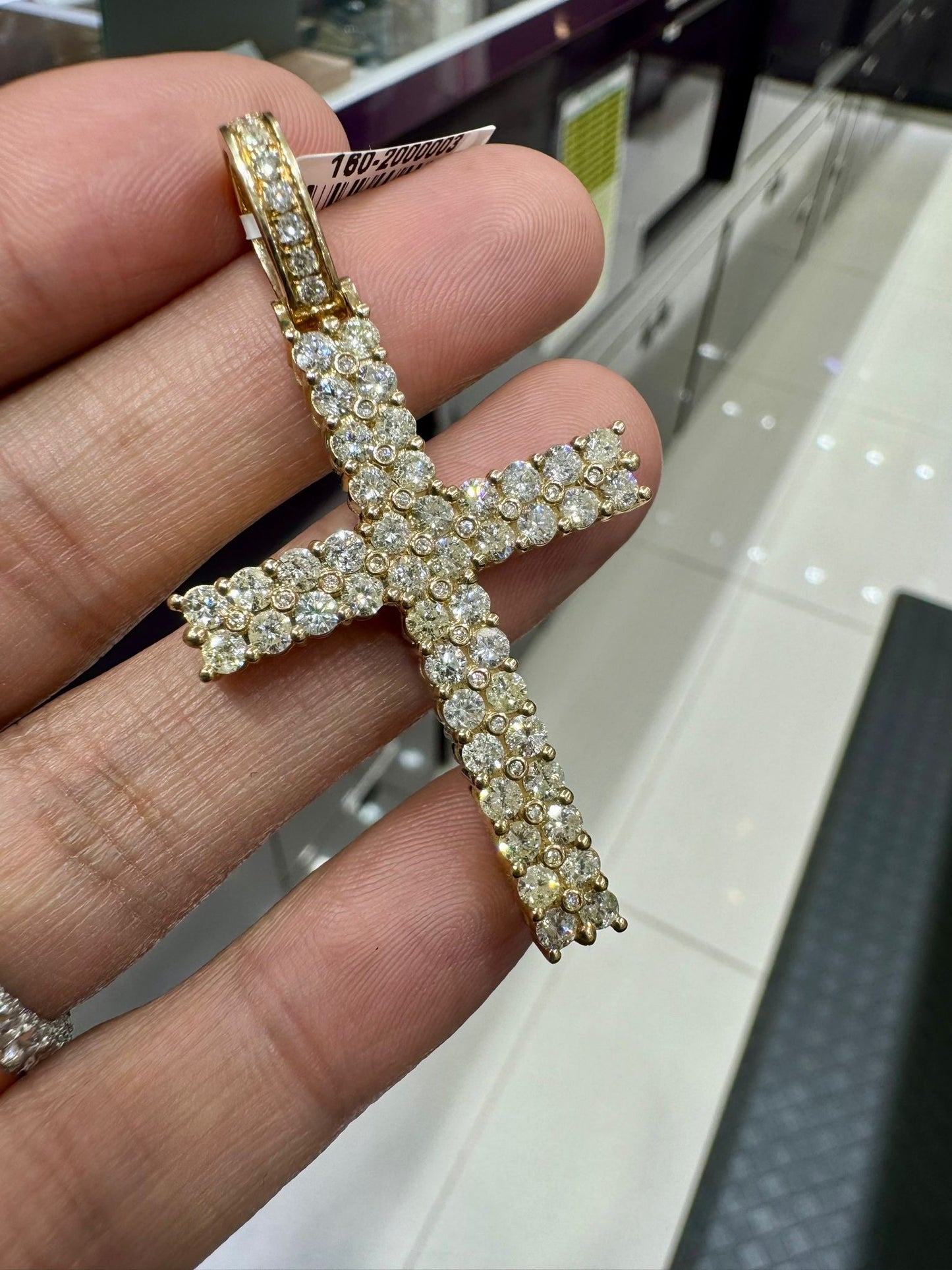 10k yellow gold 3.85ctw Diamond Cross Pendant