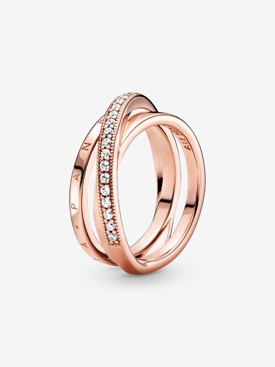 Crossover Pavé Triple Band Ring
