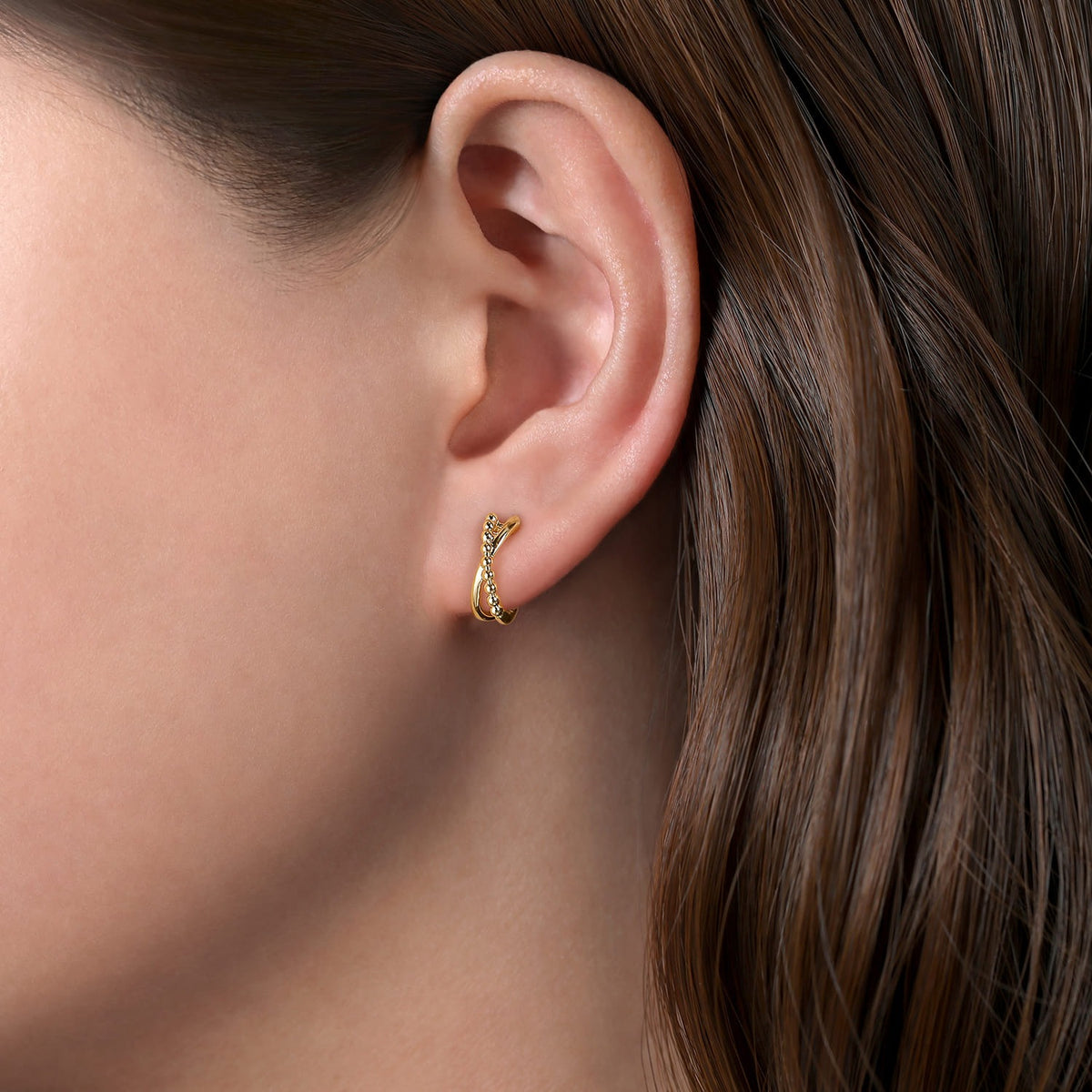 Gabriel & Co. 14K Yellow Gold Bujukan Twisted Huggie Earrings